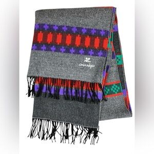 Courrèges Scarf Muffler Striped Pattern Gray Multicolor Geometric French Wrap